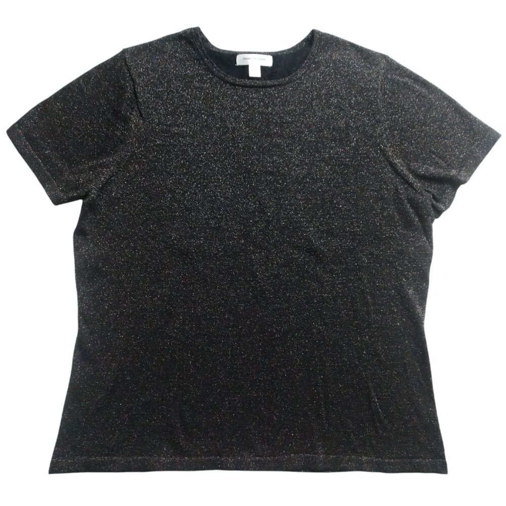 Isaac Mizrahi For Target Women's Black Sparkle Short Sleeve T-Shirt XXL XX-Large